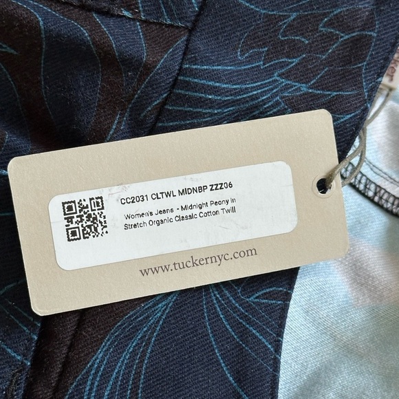 Tucker NYC Midnight Peony Stretch Organic Cotton Twill 5 Pocket Style Zipper Fly - Picture 10 of 15